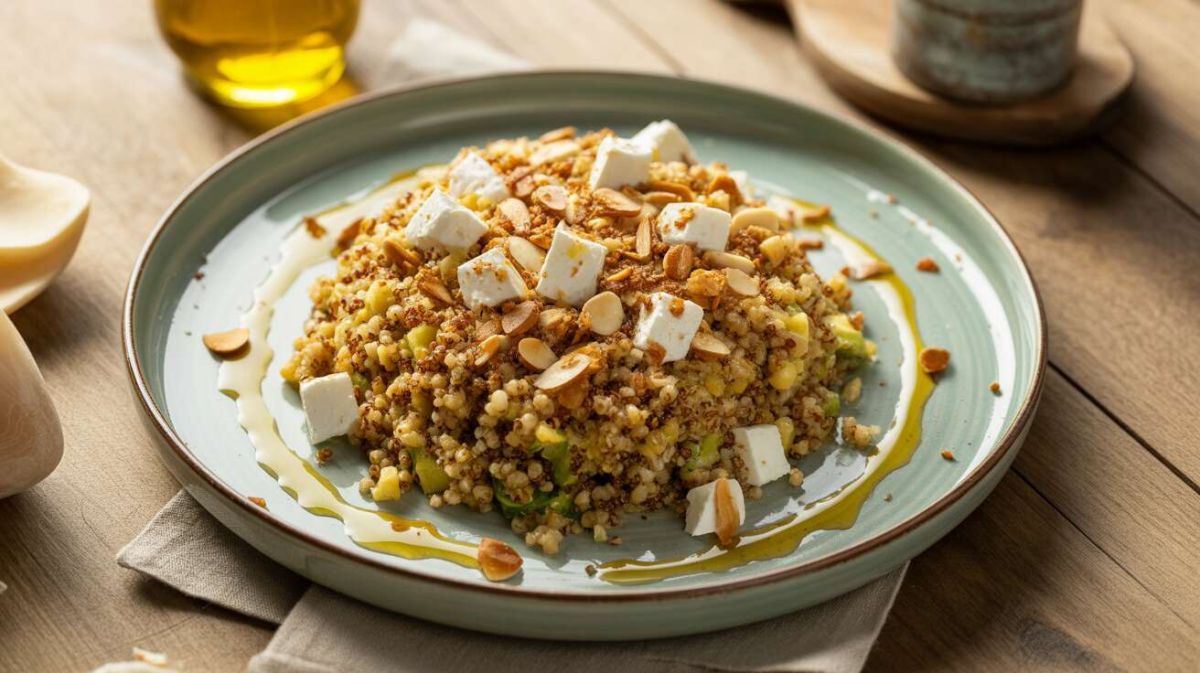 Salade complète aux céréales, légumes et fromage : une fusion de bien-être et de saveur