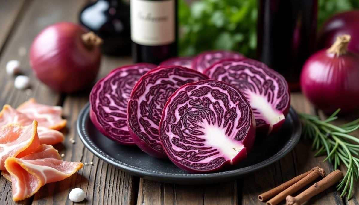Une touche délicieuse : le chou rouge aux lardons et vin rouge