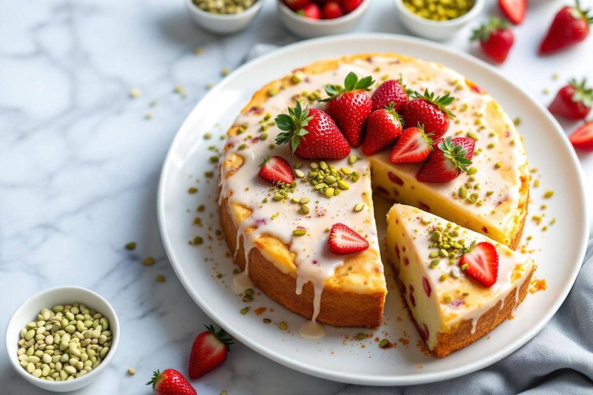Un gâteau d'été aux fraises et pistaches qui émerveille à chaque bouchée