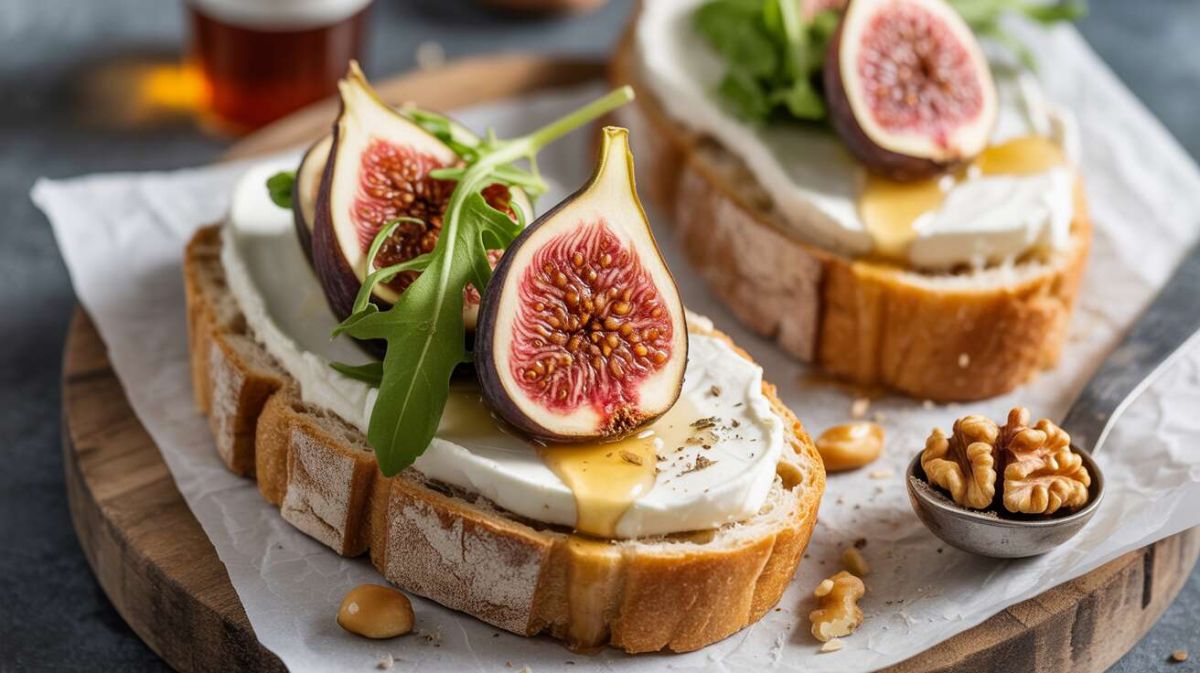 Des tartines gourmandes : figues, miel et fromage frais