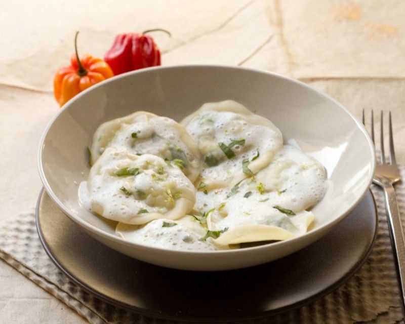 Ravioles de daurade thaï et leur émulsion coco – citron vert