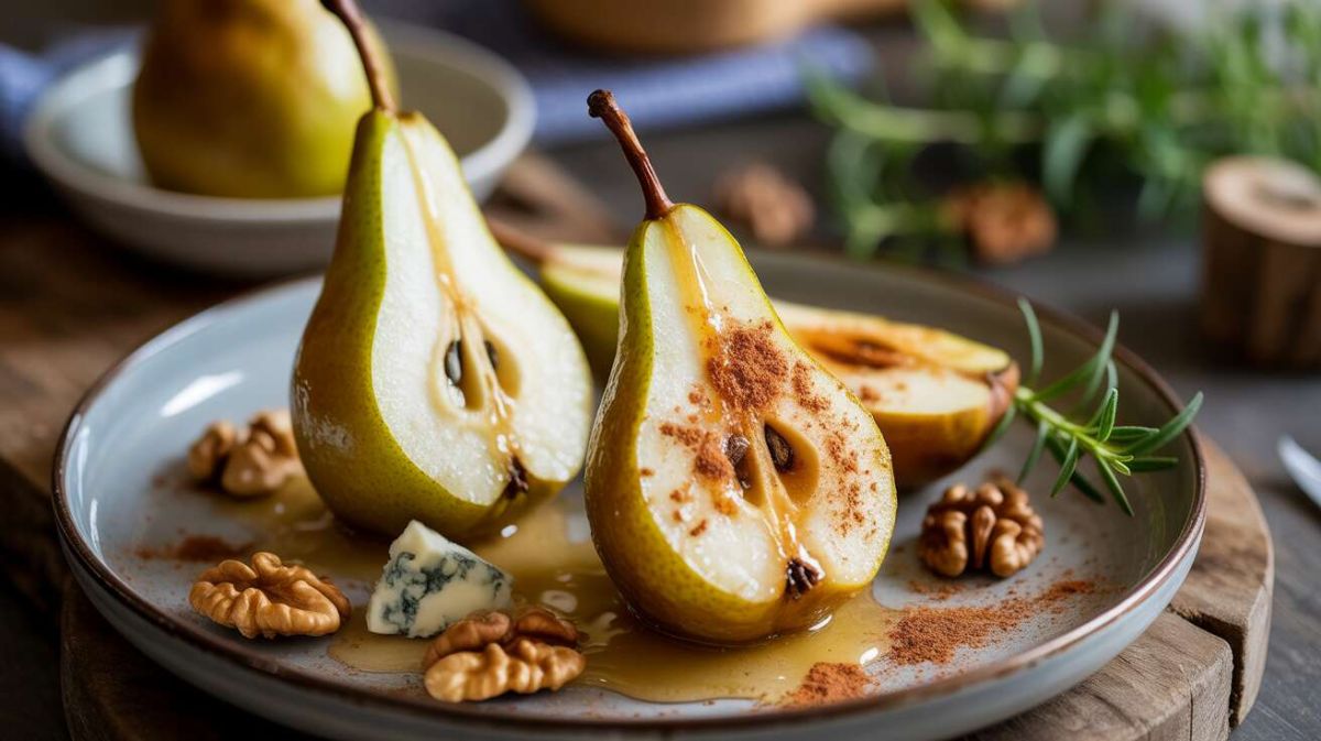 Poires rôties aux noix et fromage bleu : une gourmandise à découvrir
