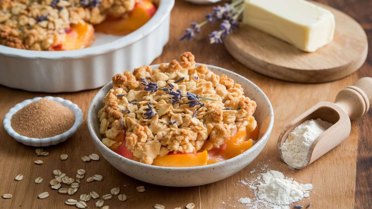 Crumble de pêches à la lavande : une douceur estivale à découvrir