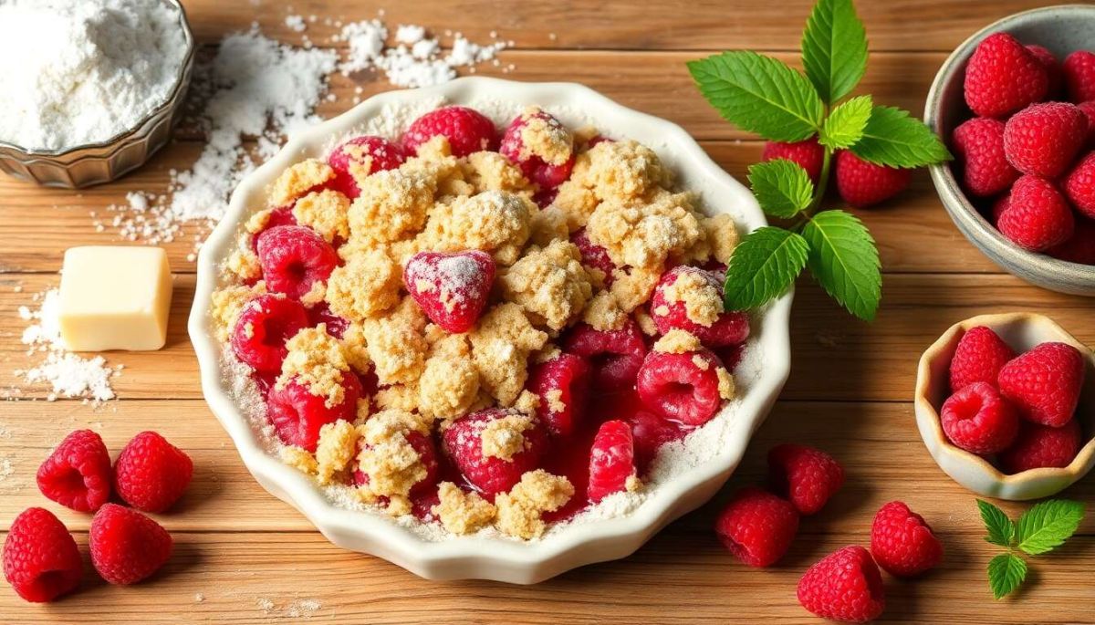 Un crumble aux framboises à tomber