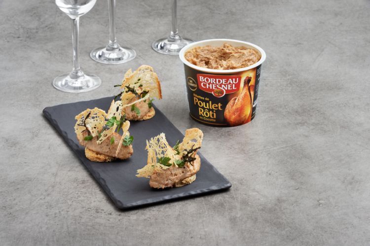 Rillettes de poulet rôti en cocotte croustillantes